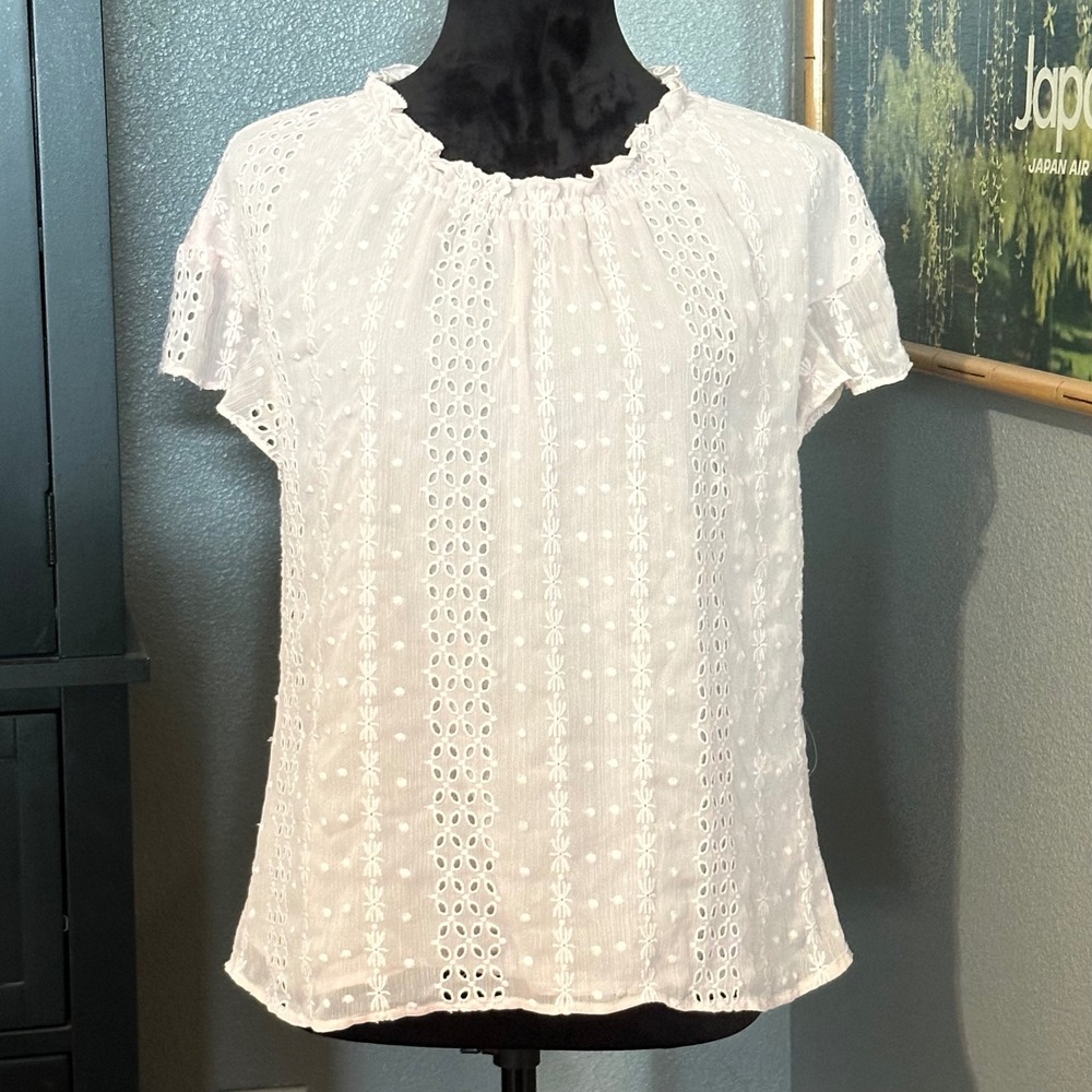 Express Eyelet‎ Embroidered Blouse Medium Cottagecore Coquette Boho Casual Top